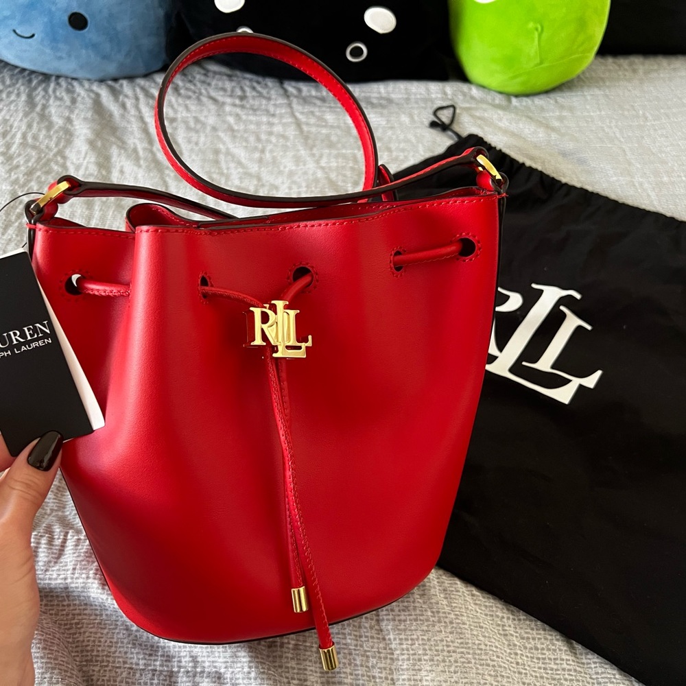 RALPH LAUREN Andie Red Bucket Bag